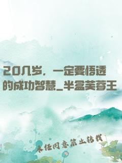 20几岁，一定要悟透的成功智慧