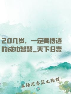 20几岁，一定要悟透的成功智慧
