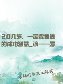 20几岁，一定要悟透的成功智慧