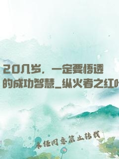 20几岁，一定要悟透的成功智慧