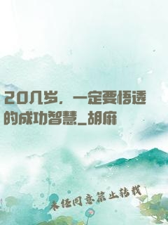 20几岁，一定要悟透的成功智慧