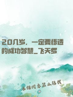 20几岁，一定要悟透的成功智慧