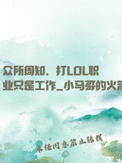 众所周知，打LOL职业只是工作