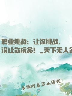 职业挑战：让你挑战，没让你玩命！
