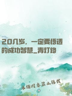 20几岁，一定要悟透的成功智慧